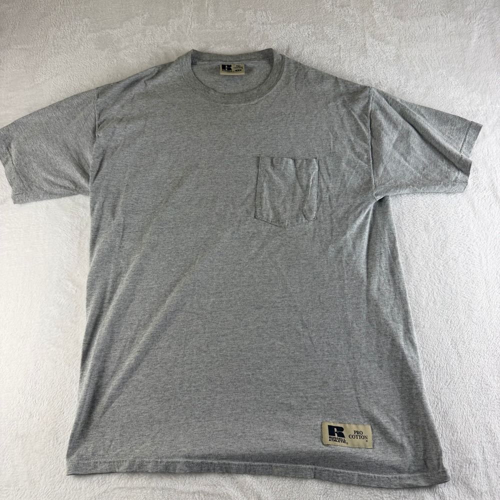 Russell Athletic Vintage Pocket T-Shirt Pro Cotton Men Medium Gray Short Sleeve